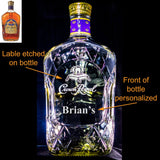 Crown Royal (Large) Whisky Custom Engraved/Etched & Personalized Bottle, Empty Decanter Liquorware Gifts
