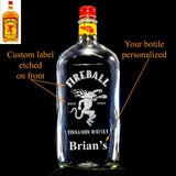 Fireball Whisky / Whiskey Custom Engraved & Personalized Bottle Decanter, Empty Decanter Liquorware Gifts
