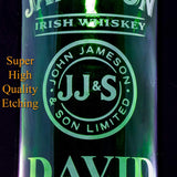 Jameson Whiskey Custom Engraved & Personalized Bottle, Empty Decanter Liquorware Gifts