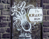 Kraken Rum Custom Engraved Personalized Bottle Decanter , Empty Decanter Liquorware Gifts