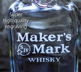 Maker's Mark Whisky Engraved Personalized Bottle-Decanter, Empty Decanter Liquorware Gifts