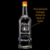 Tito's Vodka Custom Engraved Personalized Bottle Decanter, Empty Decanter Liquorware Gifts