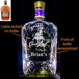 Crown Royal (Large) Whisky Custom Engraved/Etched & Personalized Bottle, Empty Decanter Liquorware Gifts 