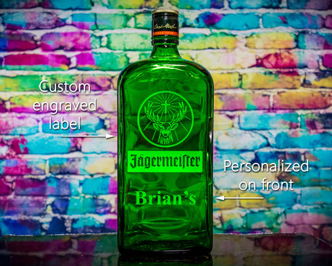 Jagermeister Custom Engraved & Personalized Bottle Decanter, Empty Decanter Liquorware Gifts 