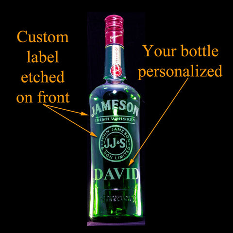 Jameson Whiskey Custom Engraved & Personalized Bottle, Empty Decanter Liquorware Gifts 