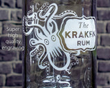 Kraken Rum Custom Engraved Personalized Bottle Decanter , Empty Decanter Liquorware Gifts 