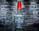 Maker's Mark Whisky Engraved Personalized Bottle-Decanter, Empty Decanter Liquorware Gifts 