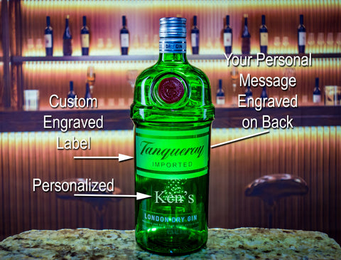 Tanqueray Gin Custom Engraved & Personalized bottle Decanter Liquorware Gifts 